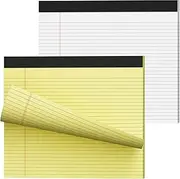 MuiAng 11" x 9.5" Legal Pads College Ruled Notepad 2 Pack White & Yellow Colored Note Pads 30 Sheets Lined Paper Pads 80 GSM Legal Pad 9/32 Inch Writing Pads with Sturdy Back for School, Office, Home