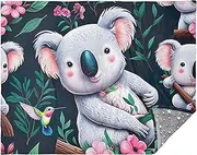 Cute Koalas Floral Hummingbird Soft Blankets and Throws Cozy Sofa Throws for Couches Blankets 70x55 Inch Summer Personalized Plush Fuzzy