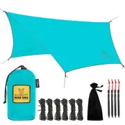 Wise Owl Rain Tarp 3x5 ft Lightweight Waterproof - Light Blue