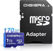 1TB microSDXC UHS-I Memory Card with Adapter - up to 170MB/s, C10, U3, V30