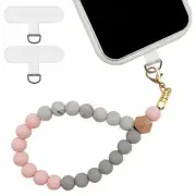 XYQMLY Beaded Phone Bracelet Strap with 2 Pcs Phone Patches, Beaded Phone Charms
