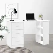 Home Workstation Computer Desk Study Table Drawers 3 Tier Shelf Storage White