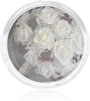 Glass Ashtray for Cigarettes Portable Decorative Modern Cigarette Ash Tray White Silk Rose Wedding Flowers Round Cigar Ashtrays Holder Cute Cool Tabletop Ashtray for Office Home Indoor Outdoor
