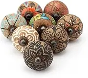 ATCUSA Premium Knobs for Cabinets Drawers - Choose ur Set - Vintage Styled Ceramic Knobs and Pulls Sets - Hand Painted Cabinets Drawers Dresser Knobs - Furniture Door Knobs (6)