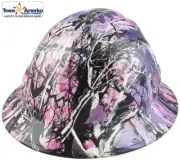Glamour Camo Pink Hydro Dipped Full Brim Hard Hat with Ratchet Suspension