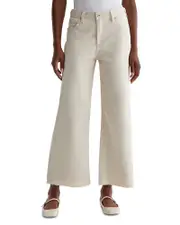 Ag Saige Mid Rise Cropped Wide Leg Jeans in Opal Stone