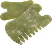 Healeved 2pcs Natural Jade Facial Scraper Set Massage Tool for Face Body Jade Stone Tool Set Comb Edge for Beauty Treatments