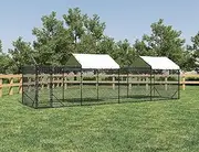LUXI Upgraded - Escape-Proof Outdoor Dog Run, Cage, Pen and Kennel with Two Waterproof, UV Covers - 196x776x230cm - Maximum Room for Movement & Play, Heavy Duty Galvanized & Plastic Coating Steel