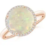 Round Opal Cocktail Ring with Diamond Halo