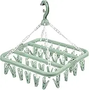 Sock Hangers for Drying, Foldable Design Multi Functional Sock Dryer, Indoor Hanging Underwear Hanger with 32 Pegs, Windproof Hanger, for Socks Underwear Clothes Baby Clothes Hats Small Laundry Items