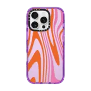 iPhone 16 Pro Impact Case Pink and Orange Swirl