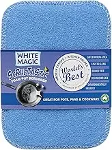 White Magic Scrubtastic Foam Pot Scrubber – Safe for Non-Stick, Stainless Steel, and Cast Iron, Eco-Friendly, Odour-Free, Dishwasher Safe – 100% Cotton with Water-Based Coating – 17 x 12 cm