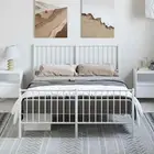 Metal Bed Frame with Headboard & Footboard - White Double 137x187 cm 50948