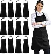 Syntus 12 Pack 2 Pockets Apron Waterdrop Resistant Cooking Kitchen Aprons for Women Men