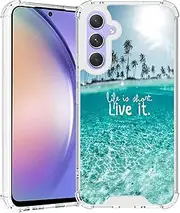 OOK Clear Case Compatible with Samsung Galaxy A54 5G, Sea Beach Pattern Soft TPU Shockproof Anti-Scratch Resistant Corners Transparent Cover for Galaxy A54 5G