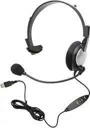 Communications NC-181VM USB On-Ear Monaural Computer Headset with Noise-canceling Microphone, in-line Volume/Mute Controls, and Built-in External Sound Card and USB Plug