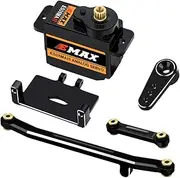 for AXIAL SCX24 Servo Metal Gear EMAX Servo Steering Servo with Servo Mount Bracket and Arm and Steering Link Set SCX24 Upgrade Parts (Black)