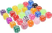 30pcs Mixed Color Resin Dice Sided Game Dice for Parties Board Games Gatherings Lightweight Portable Play Props for Family Fun Bars