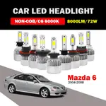 MAZDA [2PCS] 適用於馬自達 6 2004-2008 LED 汽車大燈遠近光燈燈泡 8000LM 72W CO