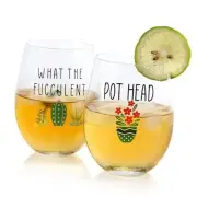 Plant Lady Wine Glass,Set of 2 Funny Crazy Wine Cactus Glasses,Plant Lovers