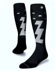 STANCE Fully Charged Snow Black White OTC Ski Snowboard Socks Youth L Fits 3-5.5