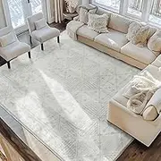Leesentec Rugs Living Room Grey Rug for Bedroom,Soft Low-Pile Anti-Slip Area Rugs for Office,Dining Room,Playroom & Entryway-Abstract Modern Home Decor,Cream,200x300cm