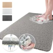Vivva Non Slip Shower Bathroom Bath Aqua Rug Mat Carpet Water Drains Doormat 3 Sizes - Grey/White/Cream(with Free Shower Sponge)