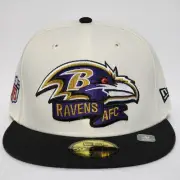 New Era Baltimore Ravens On-Field Cap 59Fifty NFL 7 1/4 Fitted Hat Black Cream