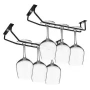 2 Pack 10.8 Inch Under Cabinet Wine Glass Holder Metal Stemware Rack