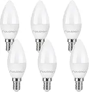 FEILEMAN E14 LED Bulb Small Edison Screw Candle Bulb C37 E14 LED 6W 490Lm 3000K Warm White Replacement for 60W Incandescent Not Dimmable Lamp Candle Shape Light Bulb, Pack of 6