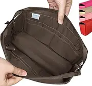 Purse Bling Exclusive Zippered Purse Organizer Insert For Handbags, Shaper For Speedy, Neverfull, On The Go & Graceful Totes (Jumbo, Brown)