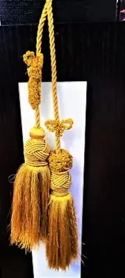 HANDMADE Tiebacks Fringe Elegant Drapery DoubleTassel Rich Gold Curtain Tie