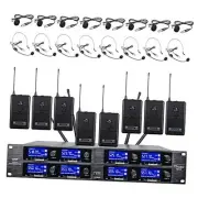 Wireless Microphone System UHF 8 Channel 8 Lavalier 8 Bodypacks 8 Lapel Mic 8