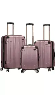 Rockland London Hardside Spinner Wheel Luggage, Pink- 3PC Set 20/24/28