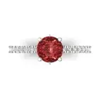 1.54 Round cathedral Natural Garnet Promise Bridal Wedding Ring 14k White Gold