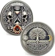 ACGZQY Memento Mori Coin – Skull Tree of Life Memento Vivere Coin Stoic EDC Challenge Coin for Daily Practice - Inspirational Motivational Reminder Token Stoicism Gifts