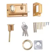 5X(Zinc Cylinder Deadbolt Lock for Night Gate Door Entrance,Gold B7S9)