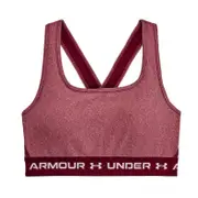 Under Armour Women's Crossback Mid Heather Sports Bra - League Red Light Heather/League Red/Micro Pink