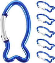 Homoyoyo 6 Piece Fish Shape Carabiner Hook Made of Aluminium Alloy Lightweight Durable with Spring Clasp for Camping Outdoor Hiking Climbing