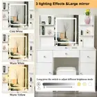 Vanity Set Makeup Dressing Table with Stool 10 LED Lights Mirror and 3 Drawers