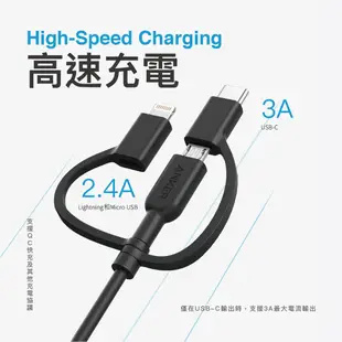 ANKER USB-A 3合1 傳輸充電線 Powerline II (白) A8436H21