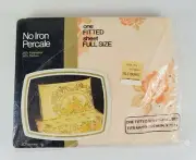 Vintage JC Penney Full Size Fitted Sheet Floral Pale Orange No Iron Percale New