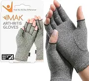 IMAK Compression Arthritis Gloves, Relieves Arthritic Aches, Pain, & Joint Swelling, Open Fingertip Gloves Provide Compression, Warmth, & Comfort, Increases Poor Circulation, Large, Pair, Up to 10.16cm