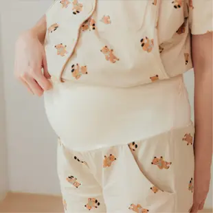 Mamamia孕婦裝 布朗熊居家哺乳套裝 M~XL 哺乳套裝 喂奶衣 短袖 哺乳衣 月子服 孕婦裝 [A1873]