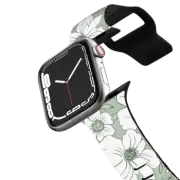 Apple Watch Series 4-6, SE (44mm) Impact Band Abstract watercolor mint green white floral pattern