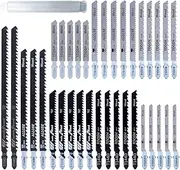 35pcs Jigsaw Blades, T Shank Jig Saw Blades Set Fast Cut Blades Wood Cutting Power Tool for Wood Plastic and Metal Fit Bosch, Dewalt, Black & Decker