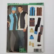 Simplicity Sewing Pattern 6440 Unisex Vest Hats Scarf Size XS-XL