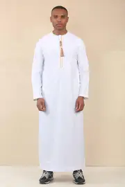 Truclothing Men's Omani Eid Thobe Saudi Emirati Jubba Robe White 54