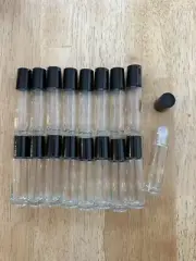 17 Pack --10ml StainLess Steel Metal Roller Ball Transparent Clear Glass Bottles