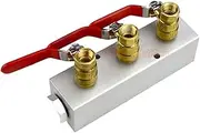 RAYESS with Ball Vale 40x40mm G1/2" in x 1/4" BSP Female 2 3 4 5 6 7 8 9 10 12 Ways Solid Aluminum Air Manifold Block Splitter(3 Way 5 Port)